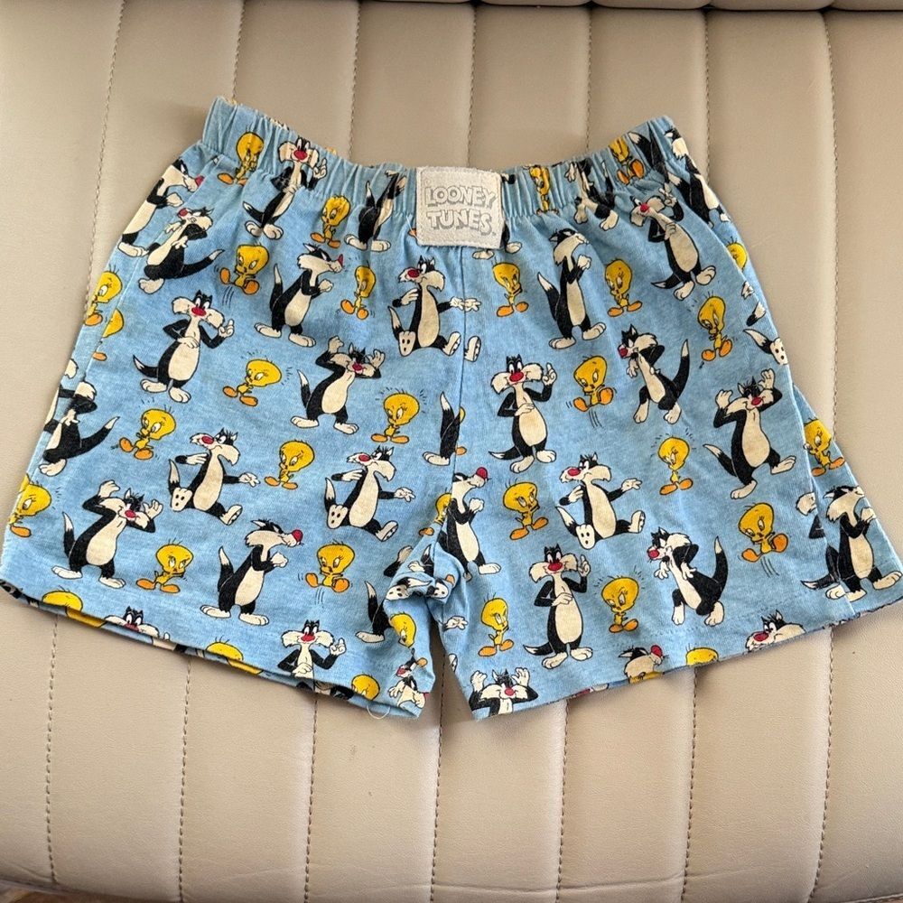 Vintage Warner Bros. Looney Tunes Blue Character Shorts kids 5/6 90s Y2K